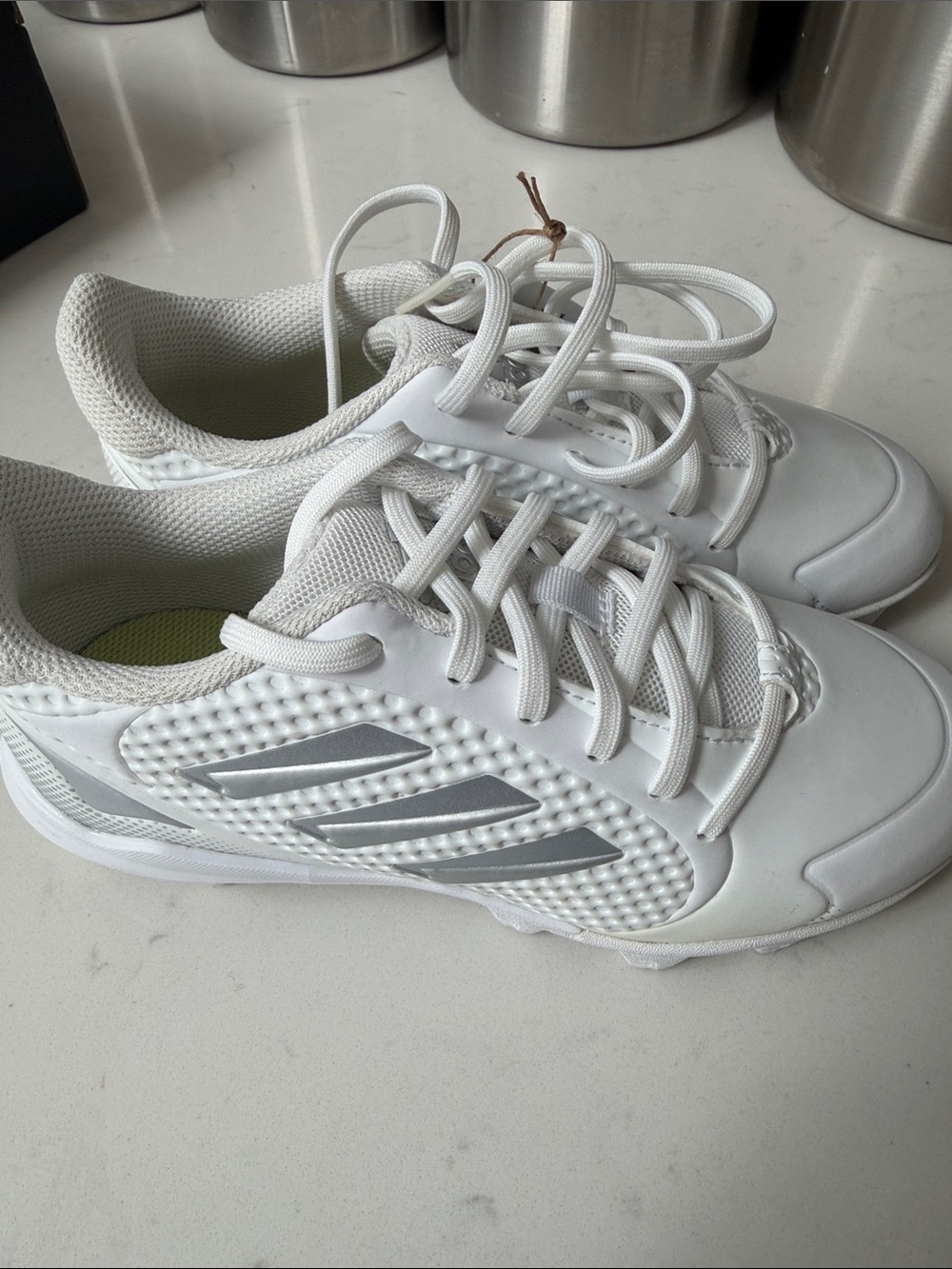 NWT/Box- adidas Kids White Softball Cleats